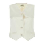 Ivoor Katoenmix Vest Magda Butrym , White , Dames