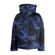 Blauwe Jacquard Logo Patch Jas Off White , Blue , Heren