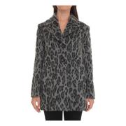 Animalier Print Jas met 3 Knopen Pennyblack , Gray , Dames