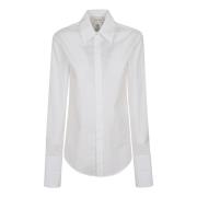 Katoenen Poplin Overhemd met Bedekte Knoopsluiting Max Mara , White , ...