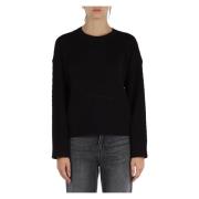 Katoenen Crewneck Geborduurd Logo T-shirt Armani Exchange , Black , Da...