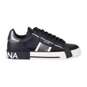 Zwarte Sneakers Metallic Inzetstukken Rubberen Zool Dolce & Gabbana , ...