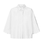 Louisanne Shirt Wit Cropped Losse Pasvorm Rabens Saloner , White , Dam...