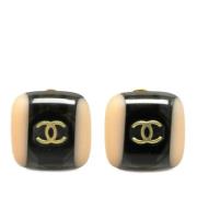 Pre-owned Metal earrings Chanel Vintage , Yellow , Dames