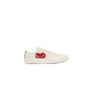 Witte Canvas Lage Sneakers Comme des Garçons Play , White , Dames