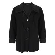 Elegante A-lijn jas met Taft accenten Doris S , Black , Dames