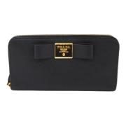 Pre-owned Leather wallets Prada Vintage , Black , Dames