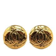 Pre-owned Metal earrings Chanel Vintage , Yellow , Dames