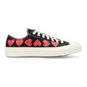 Zwarte Hartprint Lage Sneakers Comme des Garçons Play , Black , Heren