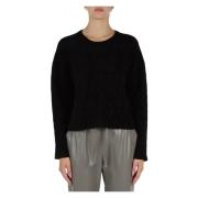 Logo Print Viscose Blend Sweater Emporio Armani , Black , Dames