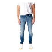 Slim Fit Midwaist Jeans Denham , Blue , Heren