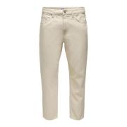 Witte katoenen jeans met ritssluiting Only & Sons , White , Heren