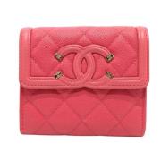 Pre-owned Leather wallets Chanel Vintage , Pink , Dames