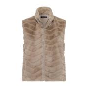 Stijlvolle Vest W41Weste Frank Walder , Beige , Dames