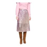 Pailletten Plooirok Midi Silvian Heach , Pink , Dames