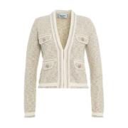 Glitter Jacquard Vest met V-hals Blugirl , White , Dames