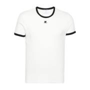 Witte Katoenen Jersey T-shirt met Logo Courrèges , White , Heren