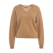 Cashmere V-Neck Gebreide Trui Crush , Brown , Dames