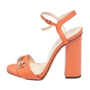 Pre-owned Leather sandals Gucci Vintage , Orange , Dames