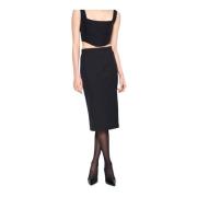 Split achterkant Longuette Rok Silvian Heach , Black , Dames