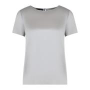 Zijden Satijnen Blouse Ronde Hals Korte Mouw Emporio Armani , Gray , D...