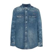 Denim overhemd met geborduurd logo Givenchy , Blue , Heren