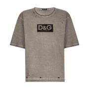 Casual Katoenen T-Shirt voor Mannen Dolce & Gabbana , Gray , Heren