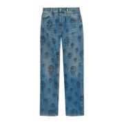 Jeans met bedrukt logo Alexander McQueen , Blue , Heren