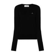 Zwarte Sweater met Orb Logo Vivienne Westwood , Black , Dames