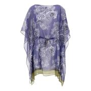 Bloemen Caftan Jurk met Trekkoord Taille Etro , Blue , Dames