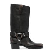 Zwarte Leren Laarzen Paris Texas , Black , Dames