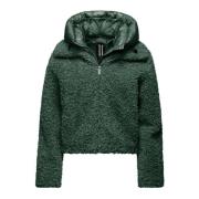 Gekrulde Sherpa Fleece Hoodie Jas BomBoogie , Green , Dames