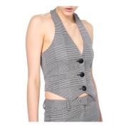 Geruite mouwloze halternek knoopvest Silvian Heach , Gray , Dames