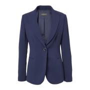 Blauwe Blazer Jas Puntige Revers Emporio Armani , Blue , Dames