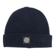 Wollen Baret met Kompas Patch Stone Island , Blue , Heren