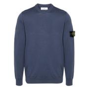 Gecertificeerde RWS Wol Crewneck Sweater Stone Island , Blue , Heren