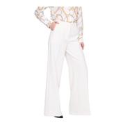 Wijde Rechte Pijp Broek met Riem Silvian Heach , White , Dames