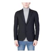 Klassieke Zwarte Blazer met Reverskraag Mulish , Black , Heren