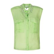 Mouwloze Blouse met Juweel Kraag Patrizia Pepe , Green , Dames