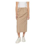 Beige Katoenen Rok met Zakken Street One , Beige , Dames