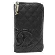 Pre-owned Leather wallets Chanel Vintage , Black , Dames