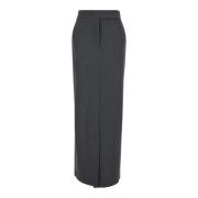 Grijze Dubbele Spleten Maxi Rok Plain Units , Gray , Dames