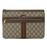 Pre-owned Canvas clutches Gucci Vintage , Beige , Dames