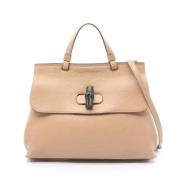 Pre-owned Leather handbags Gucci Vintage , Beige , Dames