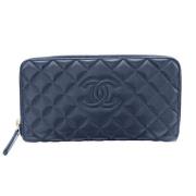 Pre-owned Leather wallets Chanel Vintage , Blue , Dames