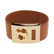 Bruin Leren Armband met Gancini Sluiting Salvatore Ferragamo , Brown ,...