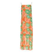 Bloemen Zomerjurk Vierkante Halslijn Ganni , Multicolor , Dames