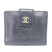 Pre-owned Leather wallets Chanel Vintage , Gray , Dames