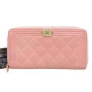 Pre-owned Leather wallets Chanel Vintage , Pink , Dames