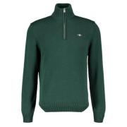 Katoenen Halfzip Trui Gant , Green , Heren